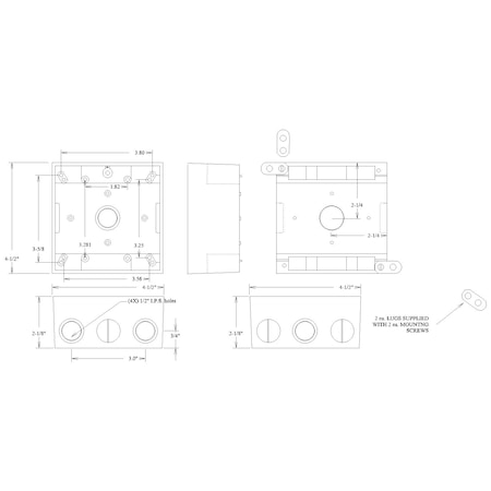 Mulberry Electrical Box, 30.5 cu in, Outlet Box Type, 2 Gangs, Aluminum 30239W